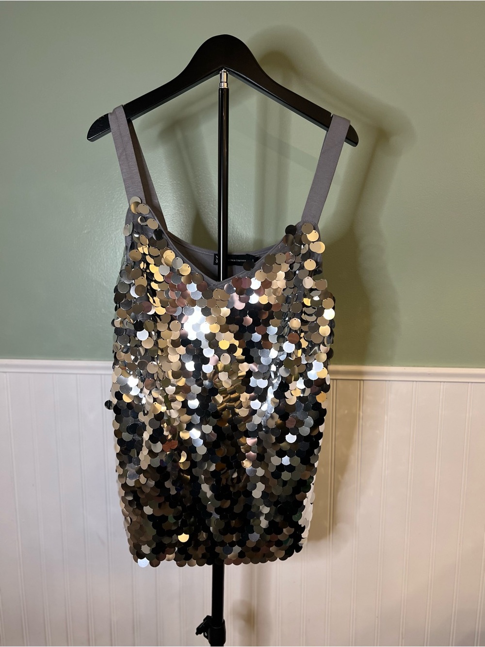 NEW - New York & Company Silver Multi Sequin Tank Top. Size L